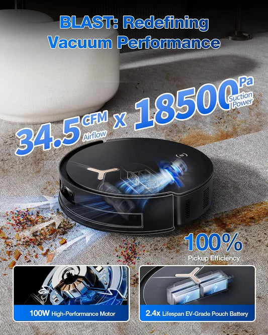 DEEBOT T50 MAX PRO Omni Robot Vacuum and Mop, 18,500Pa Suction, 18mm Auto-Lift, ZeroTangle &TruEdge 2.0, AIVI 3.0 Obstacle Avoid