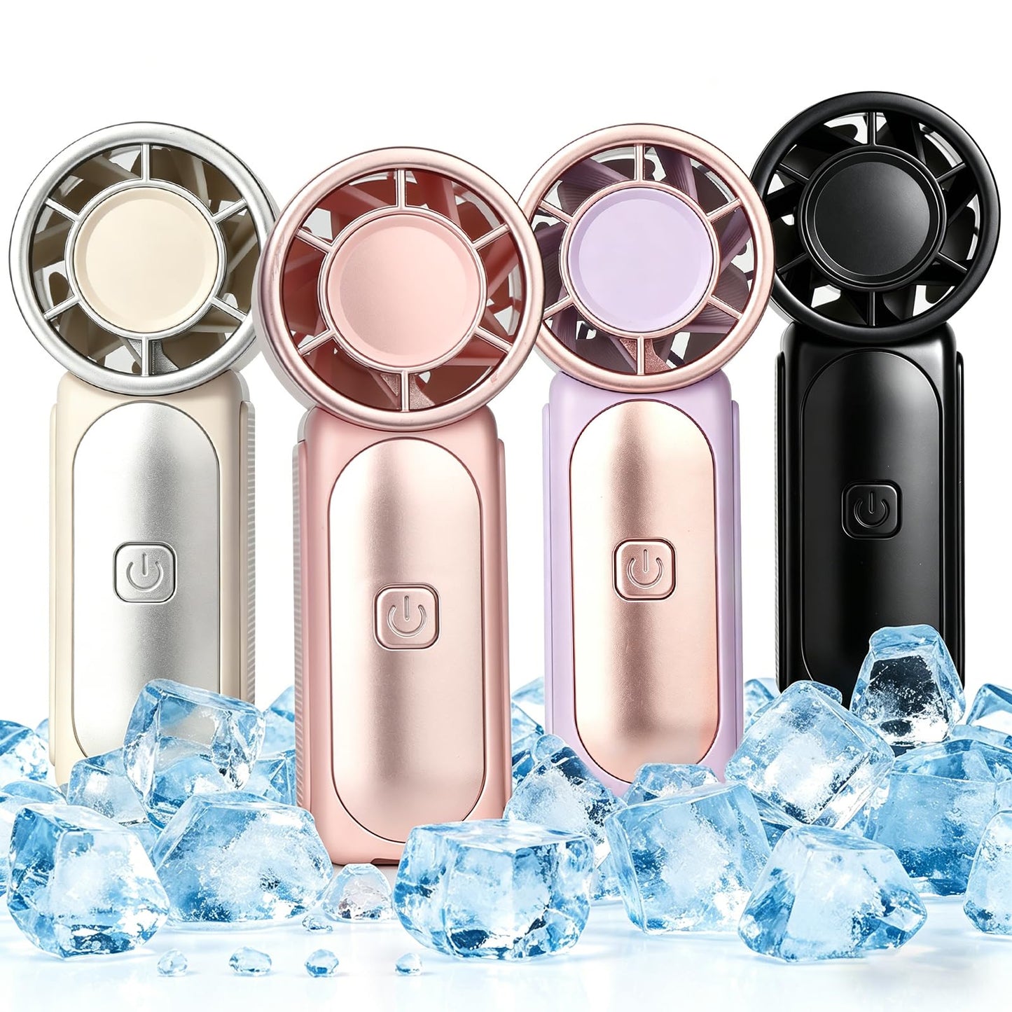 Portable Handheld Mini Fan 4 Pack, 6 Speeds Personal Fan with LED Display