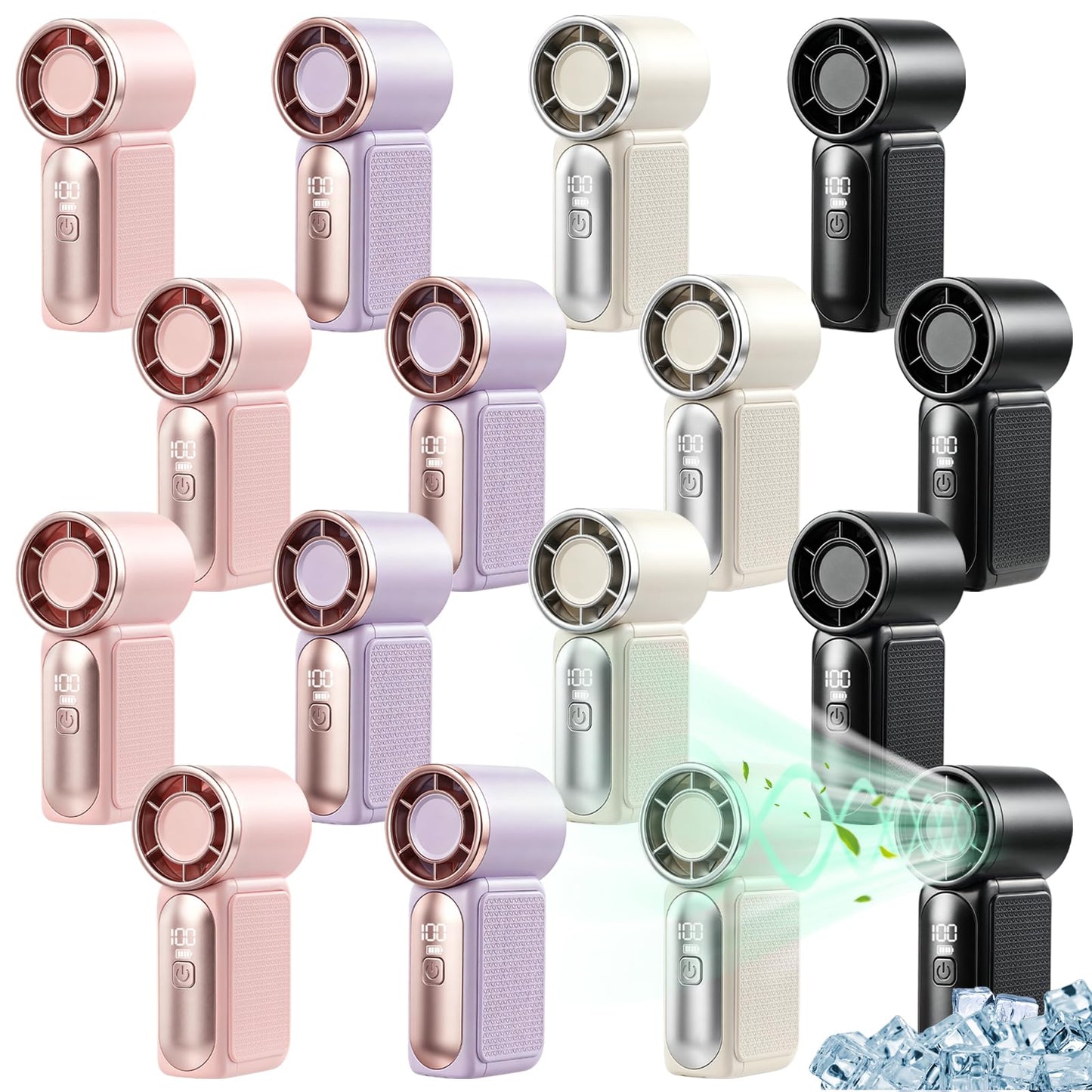 Portable Handheld Mini Fan 4 Pack, 6 Speeds Personal Fan with LED Display