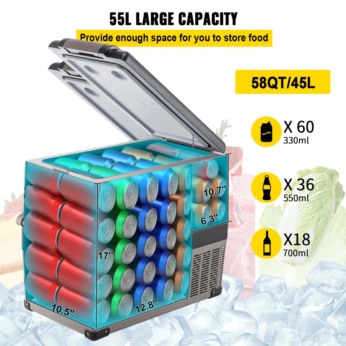 Réfrigérateur de voiture Mini-réfrigérateur Congélateur Compresseur portable Glacière