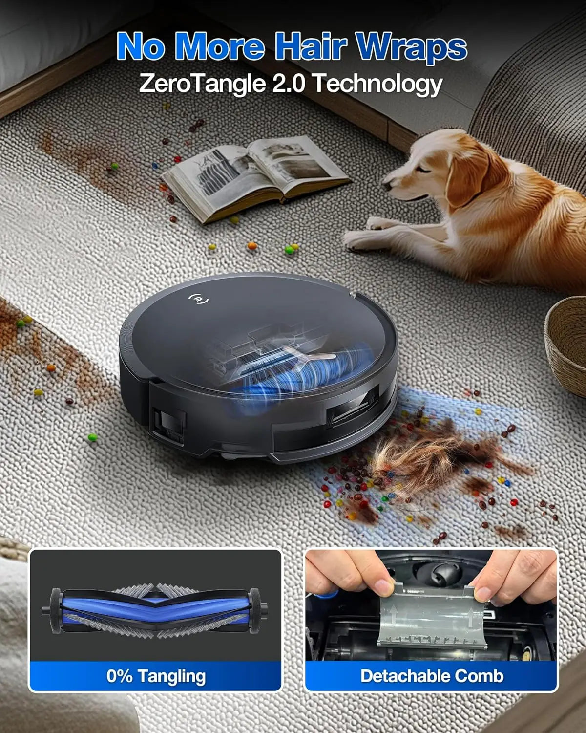 DEEBOT T50 MAX PRO Omni Robot Vacuum and Mop, 18,500Pa Suction, 18mm Auto-Lift, ZeroTangle &TruEdge 2.0, AIVI 3.0 Obstacle Avoid