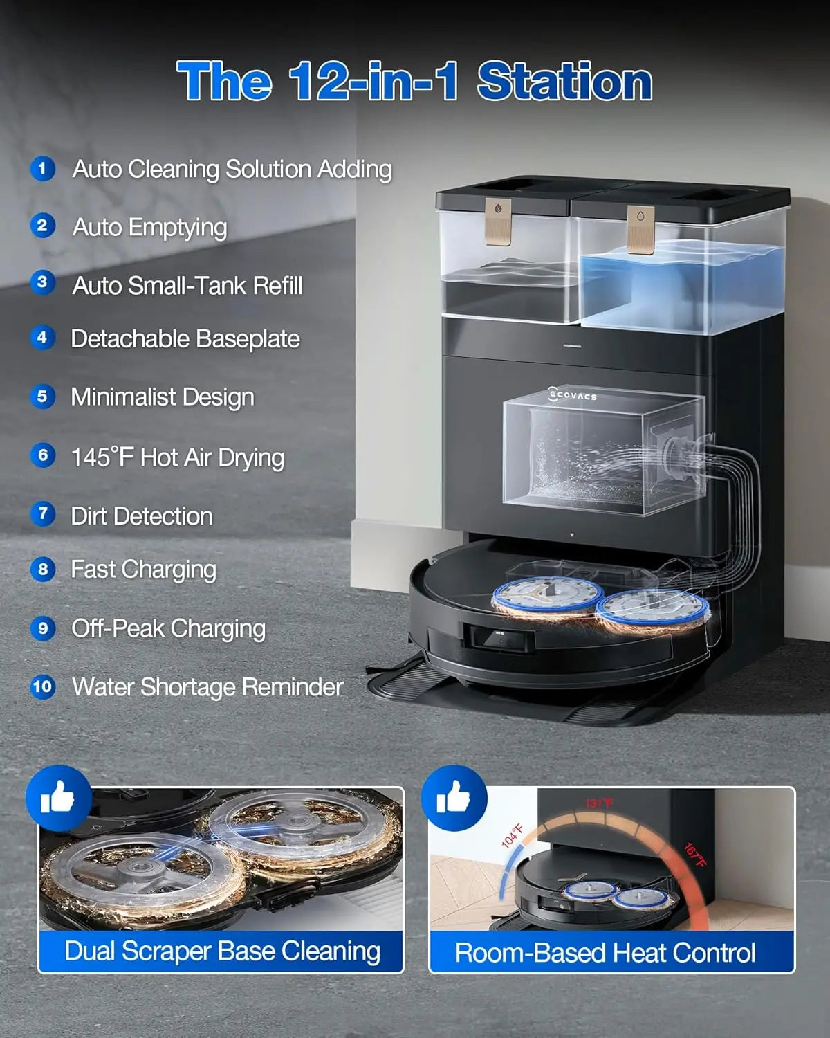DEEBOT T50 MAX PRO Omni Robot Vacuum and Mop, 18,500Pa Suction, 18mm Auto-Lift, ZeroTangle &TruEdge 2.0, AIVI 3.0 Obstacle Avoid