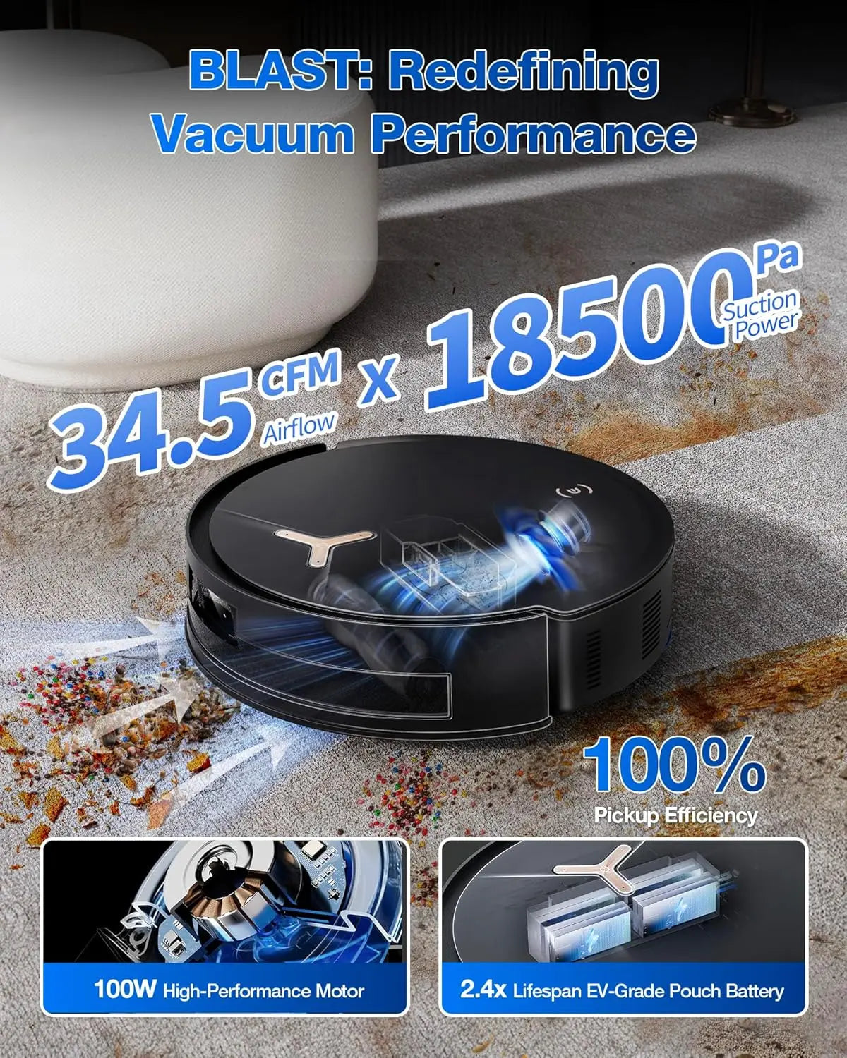 DEEBOT T50 MAX PRO Omni Robot Vacuum and Mop, 18,500Pa Suction, 18mm Auto-Lift, ZeroTangle &TruEdge 2.0, AIVI 3.0 Obstacle Avoid